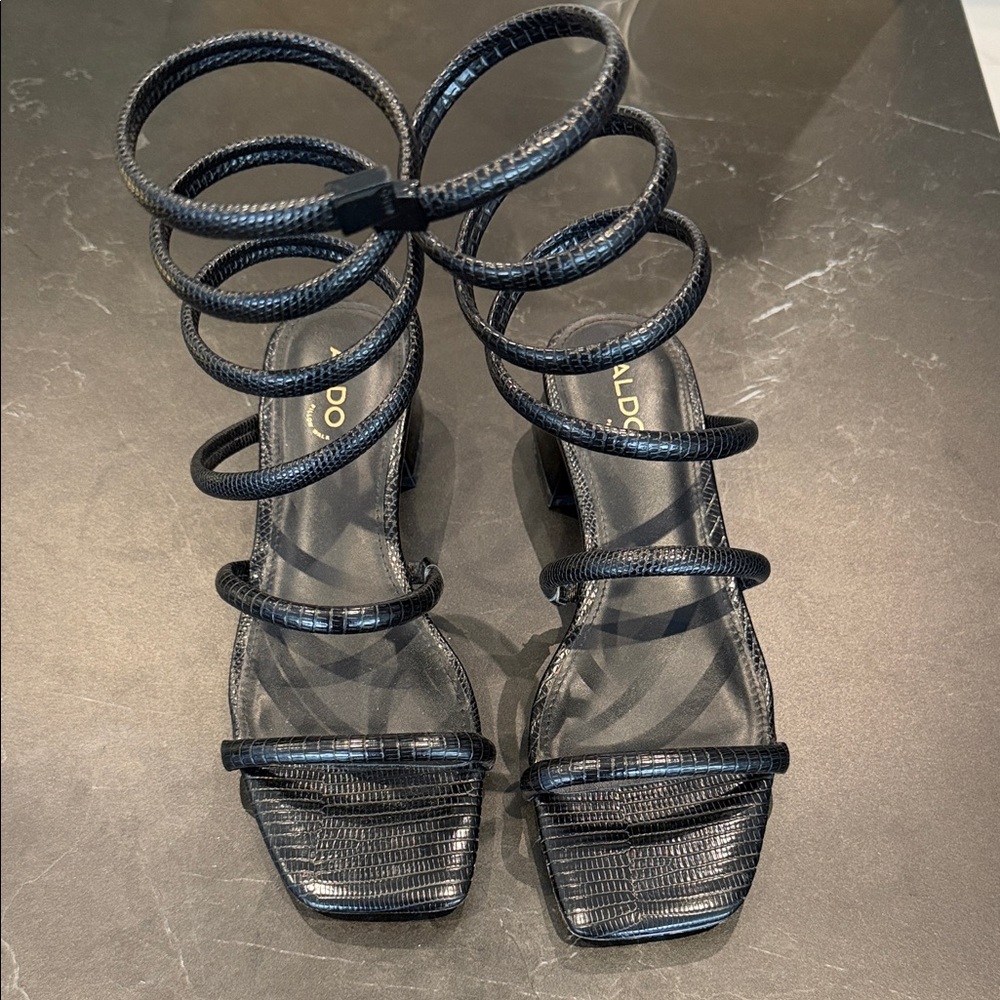 Aldo Black Strappy Heels